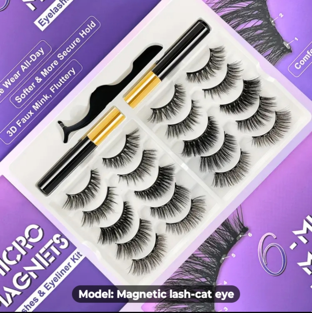 NIB - 10 PAIR MAGNETIC EYELASHES WITH LINER
